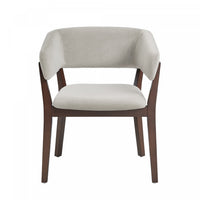 Blake Modern Wood Faux Mohair Armchair in Greige 