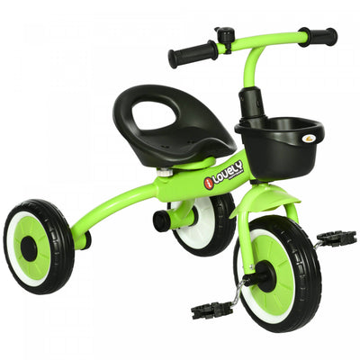 Qaba Tricycle For Toddler 2-5 Year Old Girls And Boys, Toddler Bike With Adjustable Seat, Basket, Be|Qaba Tricycle Pour Enfants Filles Et Garcons De 2 A 5 Ans, Velo Pour Tout-petits Avec Siege Reglable