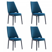 Kara Modern Wood Upholstered Dining Chair in Blue - Set of 4 