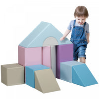 Soozier 11 Piece Soft Play Blocks, Kids Climb And Crawl Gym Toy, Foam Building And Stacking Blocks,