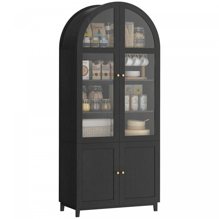 HOMCOM Arched Kitchen Pantry Cabinet, 71\" Tall Kitchen Storage Cabinet