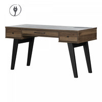 Helsy Computer Desk with Power Bar Natural Walnut - South Shore