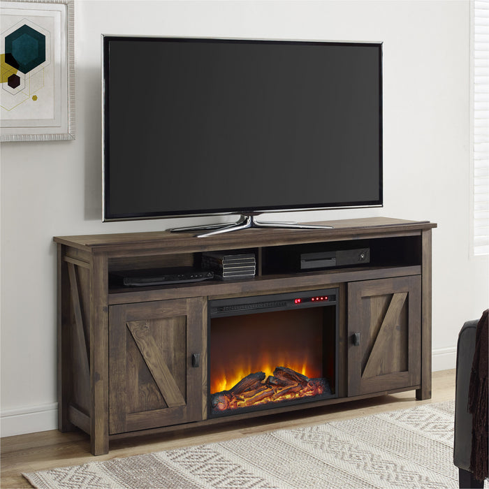 Ameriwood Home Farmington Electric Fireplace TV Console for TVs up to 60\" - Rustic Pine