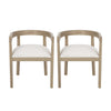 Tina Dining Arm Chairs Set Of 2 With Upholstery Fabric,open Back Style - Beige 