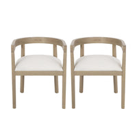 Tina Dining Arm Chairs Set Of 2 With Upholstery Fabric,open Back Style - Beige