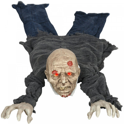 Homcom 62" Outdoor Halloween Decoration Crawling Zombie, Sound Activated|Homcom Decoration D'halloween 55,1" Zombie Rampant, Active Par Le Son