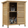 Outsunny Garden Shed Wooden Garden Storage Shed 2 Door Unit Solid Fir Wood Garage Tool Organisation Cabinet, 34.3