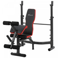 Soozier Weight Bench With Barbell Rack, Heavy Duty Multiple Function Workout Adjustable Bench Press 