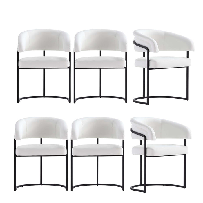 Augusta Modern Metal Vegan Leather Dining Chair in White - Set of 6