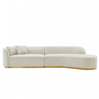 Daria Modern 132" Chenille Sectional in Ivory | Canape d’angle moderne Daria 132" en chenille ivoire