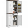 HOMCOM Farmhouse Kitchen Pantry, Tall Storage Cabinet with Door Racks White