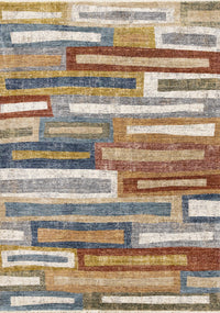 Macey Modern Grey Blue Red Sophisticated Area Rug - 5'3