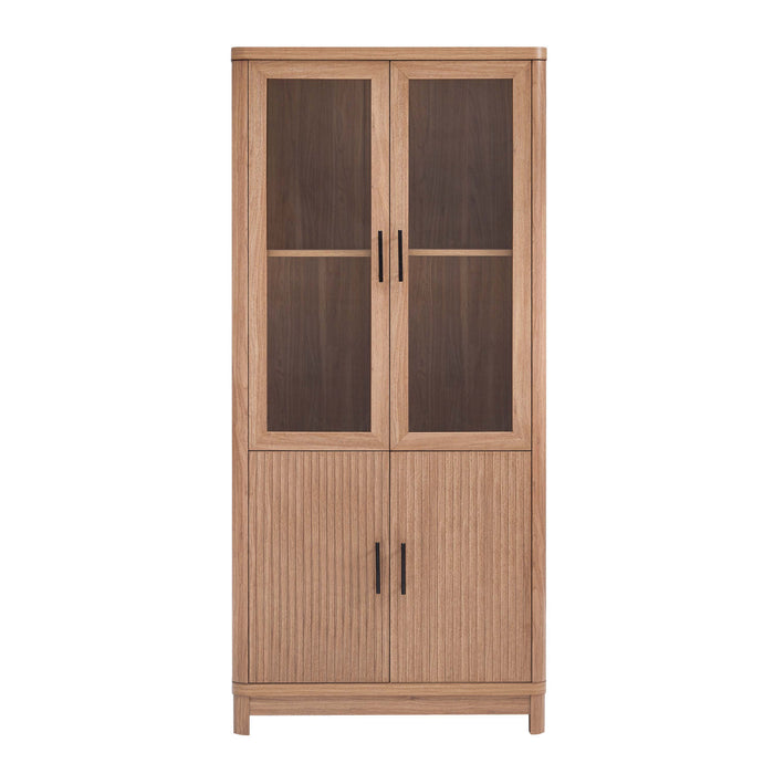 Jodie Mid-Century Modern 31\" Bookcase Cabinet in Maple (6-Shelf)
