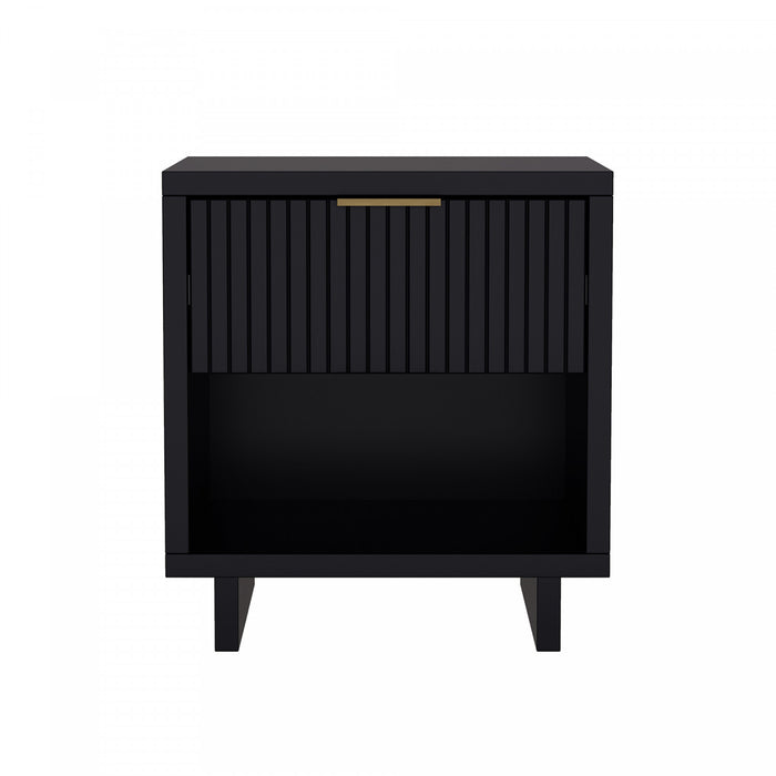 Elara Contemporary 18\" Solid Wood Nightstand in Black (1-Drawer)