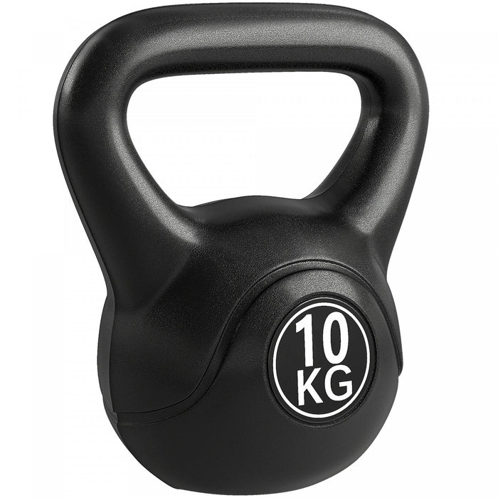 Soozier 22lb Fitness Kettlebell, Plastic Exercise Weight with Sand, Weightlifting Tools with Smooth Handle, Noise Reduction for Home, Gym