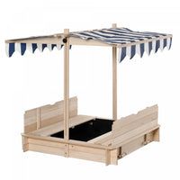 Kids Wooden Sandbox With Lid Outdoor Backyard Playset Children Sand Play Station W/adjustable Cover 