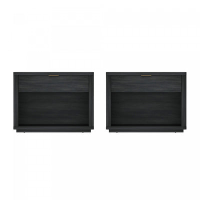Evelyn Modern 32" Nightstand in Charcoal Gray (1-Drawer) - Set of 2 | Table de nuit moderne Evelyn 32" en gris charbon (1 tiroir) - Lot de 2