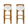 Elise Modern Round Seat Rubberwood Bar Stool Set of 2 with Curved Back Support and Sherpa Upholstery,White
