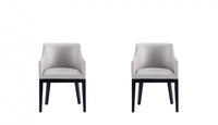 Gansevoort Modern Wood Vegan Leather Armchair in Light Gray - Set of 2