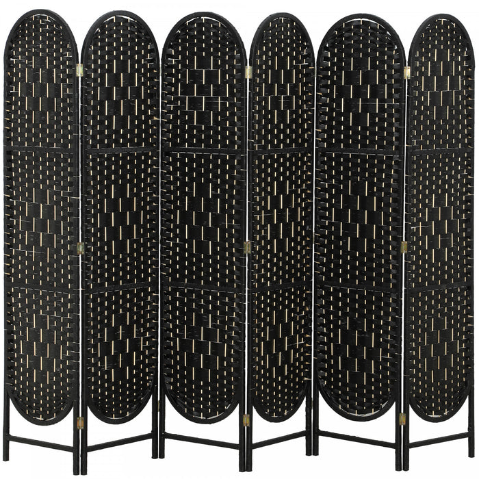 HOMCOM 6 Panel Room Divider, Bohemian Folding Privacy Screen, Black