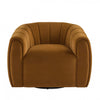 Vela Modern Velvet Swivel Club Chair with Tub Design, Black, Caramel | Vela Fauteuil Club Moderne en Velours Pivotant a Coque, Noir, Caramel