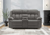 MONARCH SPECIALTIES 2-SEATER POWER RECLINING UPHOLSTERED LOVE SEAT, 76\" WIDE, LIGHT GREY FABRIC, TRANSITIONAL RECLINER