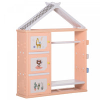 Qaba Kids Toy Organizer And Storage Book Shelf With Shelf, Storage Cabinet, Hanger, Storage Board, A