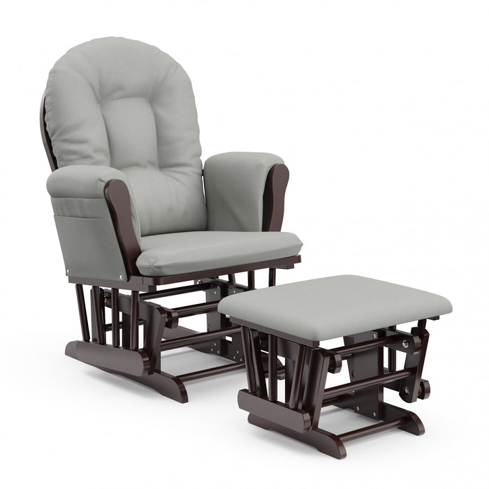 Storkcraft Hoop Glider and Ottoman - Espresso/Light Gray