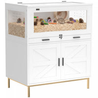 PawHut Hamster Cage with Storage Cabinet, Guinea Pig Cage with Pull Out Drawer and Acrylic Panels, Ventilated Small Animal Habitat for Bunny, Hedgehog, Gerbil, 30