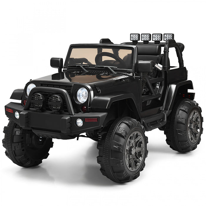 Costway 12v Kids Ride On Truck Car W/ Remote Control Mp3 Music Led Lights Black