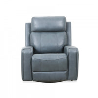 Bellamy 37 in. Leather Match Swivel Glider Recliner - Blue 