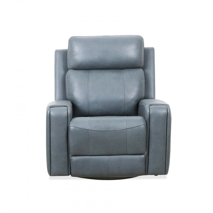 Bellamy 37 in. Leather Match Swivel Glider Recliner - Blue