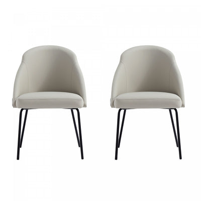 Gracie Modern Vegan Leather Metal Dining Chair in Stone Gray and Black - Set of 2 | Chaise de salle a manger moderne Gracie en cuir vegetalien et metal, gris pierre et noir - Lot de 2