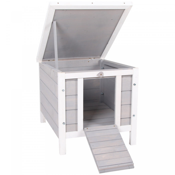 Pawhut 20\"x16.5\"x17\" Wooden Rabbit Hutch Small Animal House Bunny Guinea Pig Pet Cage Coop Cat Shelter Grey