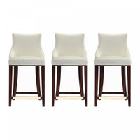 Shubert Modern Wood Upholstered Counter Stool in Ivory - Set of 3 