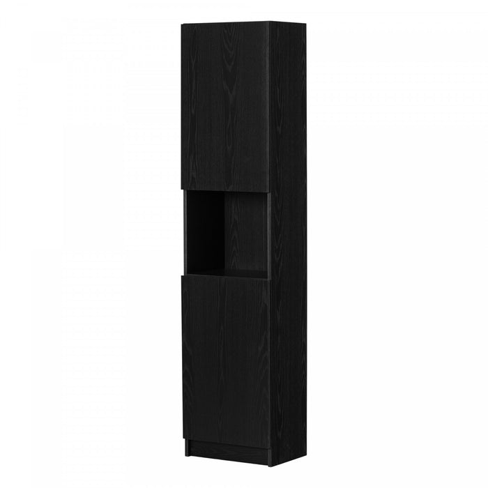Liora 2-door Narrow Bookcase - Black Oak 