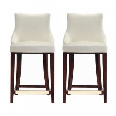 Shubert Modern Wood Upholstered Counter Stool in Ivory - Set of 2 | Tabouret de comptoir moderne en bois avec assise rembourree Shubert, ivoire – Lot de 2