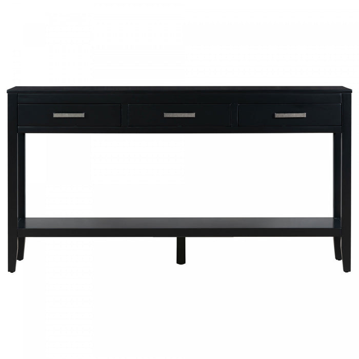 Emma 59.1'' Farmhouse Entryway Table with Drawers and Open Shelf,Black Sofa Table