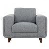 Caden 43 in. Fabric Accent Chair with Block Arms and Wood Legs - Grey