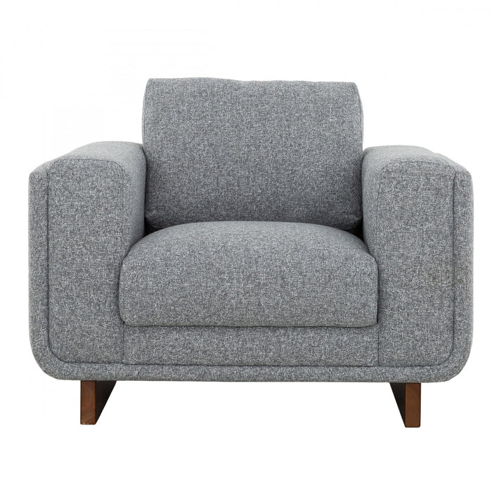 Caden 43 in. Fabric Accent Chair with Block Arms and Wood Legs - Grey