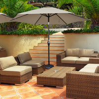 Costway 9Ft Outdoor Market Patio Table Umbrella Push Button Tilt Crank Lift Tan