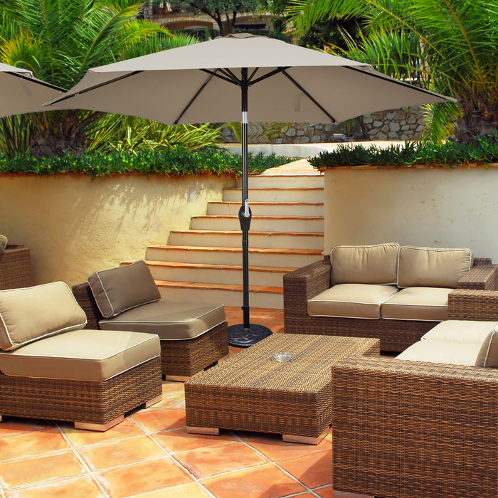 Costway 9Ft Outdoor Market Patio Table Umbrella Push Button Tilt Crank Lift Tan