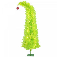 HOMCOM 6ft Prelit Artificial Christmas Tree, Curved Top Xmas Tree, Green