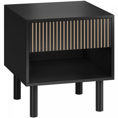 HOMCOM Nightstand with Drawer and Open Shelf, Side Table, Black