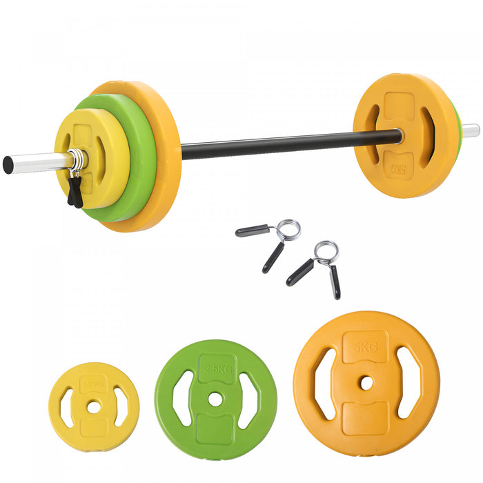 Soozier 44lbs Barbell Set with Weights for Home Gym, with Non-slip Handle
