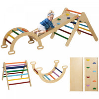 Qaba Pikler Triangle Set, 5 In 1 Climbing Toys For Toddlers, Indoor Baby Jungle Gym With Ladder, Ram