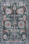 Aqua Green Flames Washable Non-slip Low Pile Area Rug 8'x10'