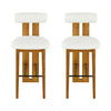 Sophia Indoor Modern Rubberwood Bar Stool Set of 2 with Supportive Backrest,White&Walnut
