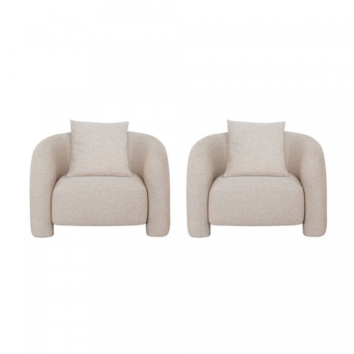 Sylvia Modern Glam Tweed Lounge Chair in Gold Dust - Set of 2