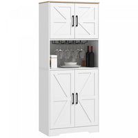 HOMCOM Kitchen Pantry Storage Cabinet with Microwave Oven Countertop, White